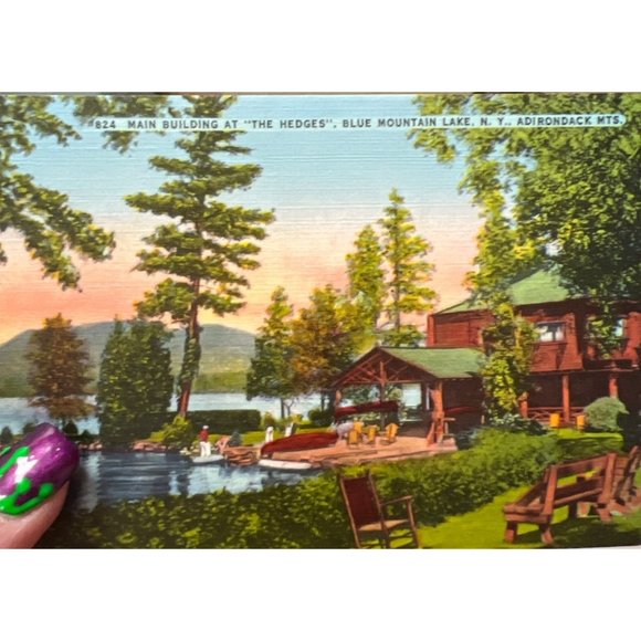 Linen Postcard The Hedges Resort In The Adirondack Mountains NY 1930s Vintage - Picture 2 of 5